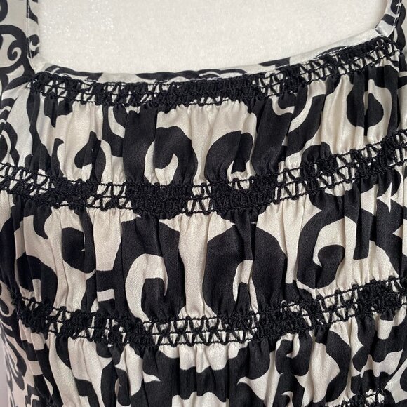 White House Black Market Scroll Design 100% Silk Blouse - Picture 4 of 12